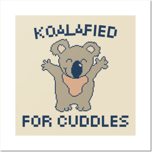 Koalafied for Cuddles, 8-Bit Pixel Art Koala Posters and Art